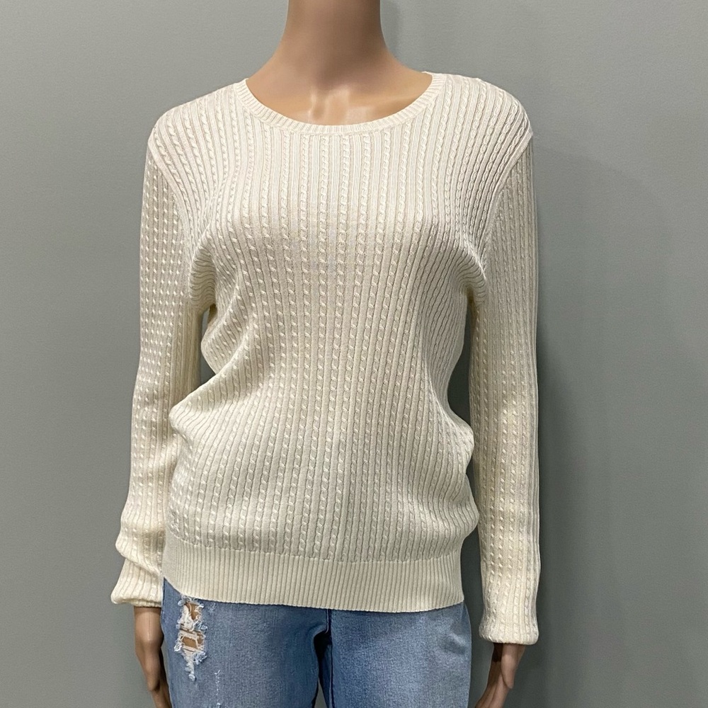 Lauren Ralph Lauren Women's Ivory Crew Neck Sweater size large - Picture 5 of 6